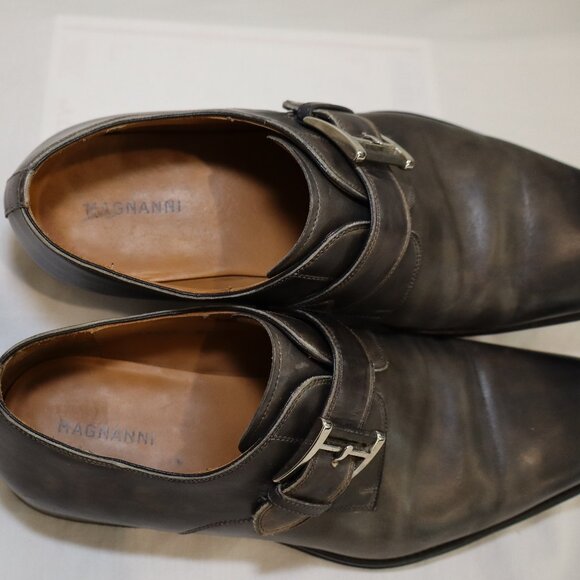 Magnanni Men's Marco Single Monk Strap Loafer Dress Shoe Gray Size 8.5M Leather - Picture 7 of 10